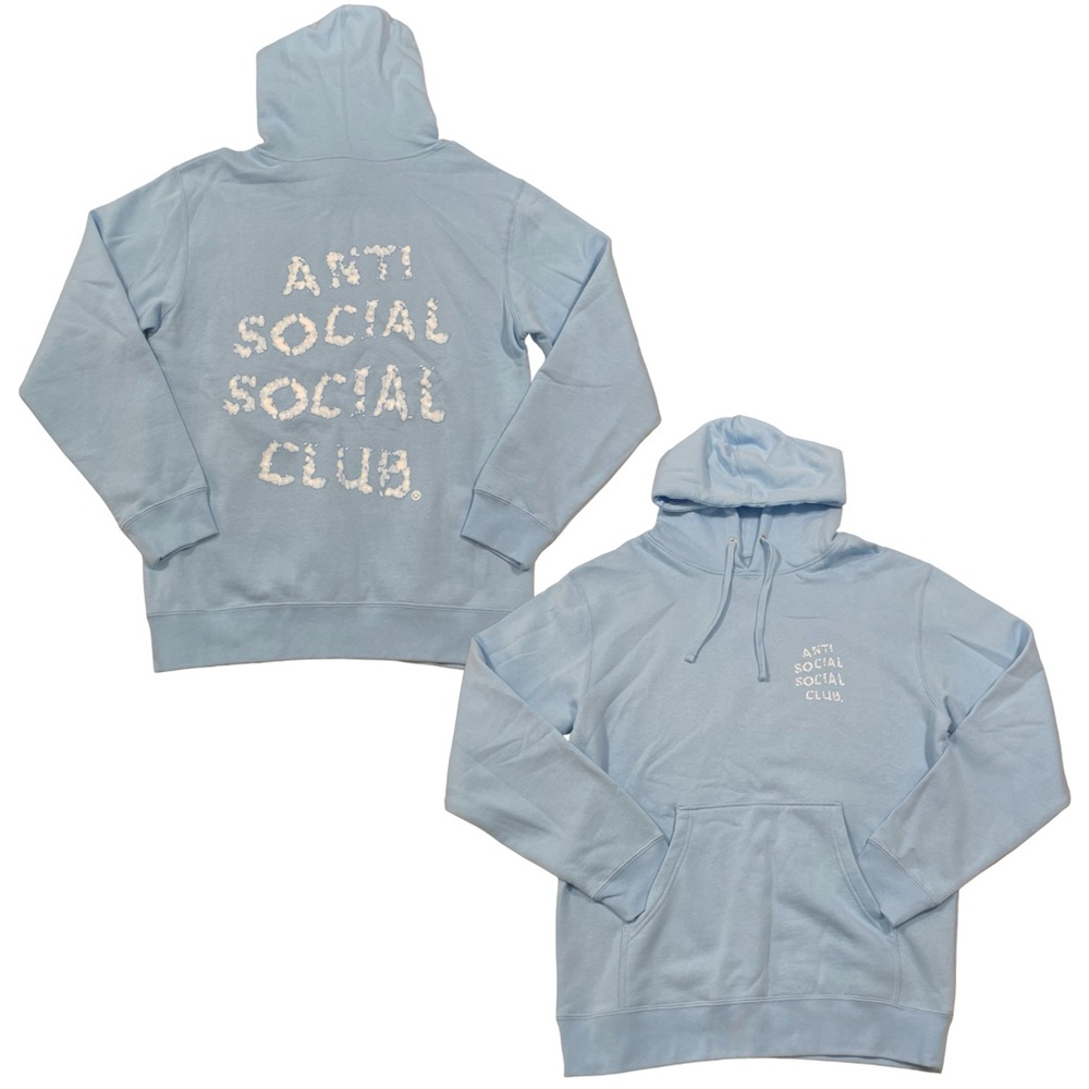 Anti Social Social Club Partly Cloud Hoodie Blue Sweatshirt Size M (Retail $90)